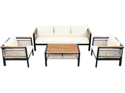 4 Pieces Outdoor Sectional Sofa Set 5 Person Patio Seating Group Outdoor Conversation Set With Cushions And A Coffee Table For Patios