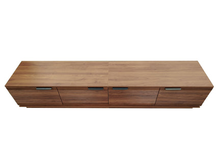 TV Stand, Entertainment Center With Fluted Door & Cable Management, Soft Closing Hinges - Walnut