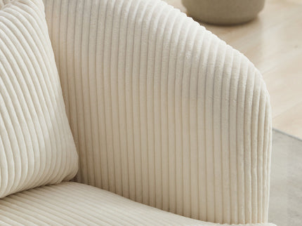 Wide Upholstered 360° Swivel Barrel Soft Chair With Pillow