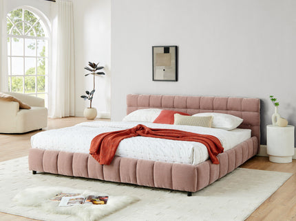 Modern Platform Bed Frame With Thick Fabric