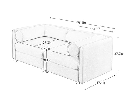 Stylish Sofa With Storage Seat And Cylindrical Backrest