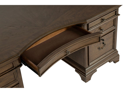 Stigham - 7 Drawer Executive Desk With Lockable File Cabinets - Oak