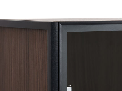 Modern Minimalist Tall Lighted Display Cabinet With Tempered Glass Door - Black / Dark Walnut