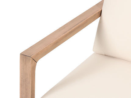 Outdoor Acacia Wood Patio Club Chair, Wood Patio Furniture, Waterproof Thick Cushion Deep Seating For Porch - Brown Wash / Beige