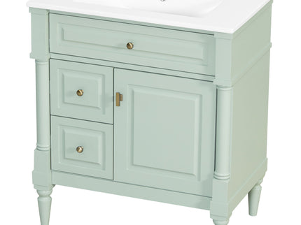 Modern Bathroom Vanity With Sink, Freestanding Cabinet With Flip Drawer & Adjustable Shelf