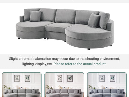 Modern 3 Seater Upholstered Sofa With Curved Design