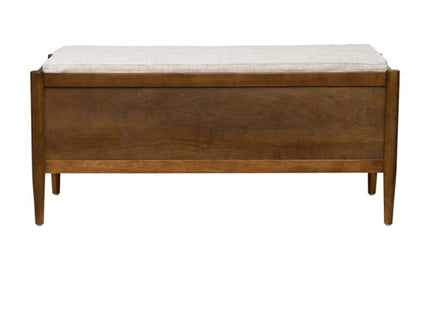 Accent Bench With Storage, Upholstered Cushion - Walnut Brown