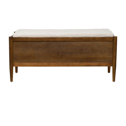Accent Bench With Storage, Upholstered Cushion - Walnut Brown