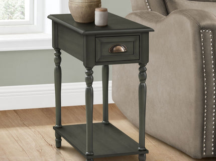 Accent Side Table, 2 Tier, Storage Drawer, Stylish Traditional Design