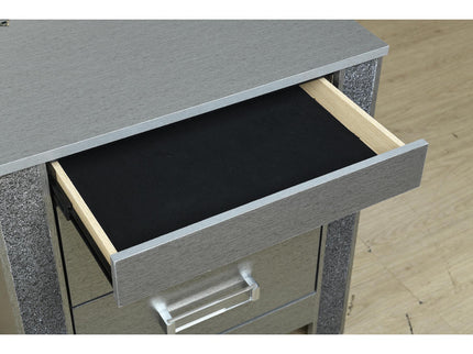 Lorenzo - Nightstand With Hidden Compartment And Handles - Silver
