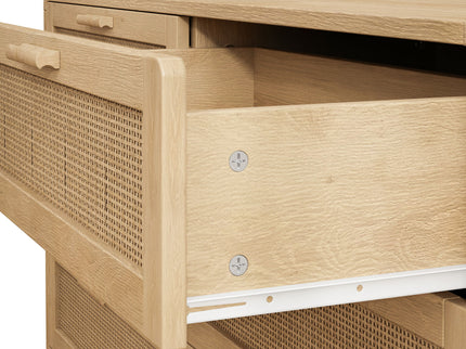 Modern Arc Shaped Corner Rattan Cabinet With 6 Drawers