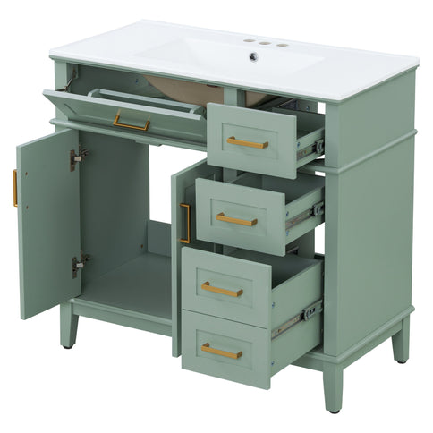 Bathroom Vanity With Sink, Soft Close Doors, 4 Storage Drawers