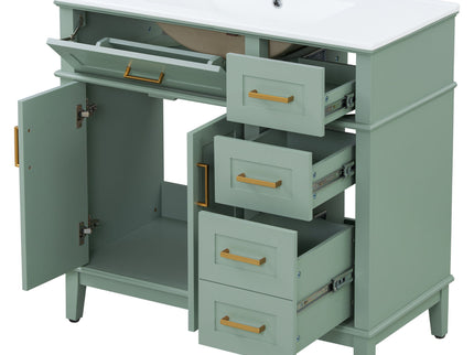 Modern Bathroom Vanity With Sink, Soft Close Doors, 4 Storage Drawers