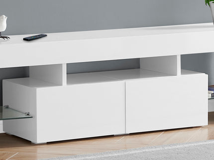 TV Stand, Console, Media Entertainment Center, Storage Cabinet, Glossy Contemporary & Modern - White