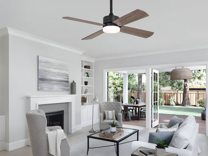 42" Ceiling Fan With Light And Memory Function, DC Reversible Motor, 4 Blades