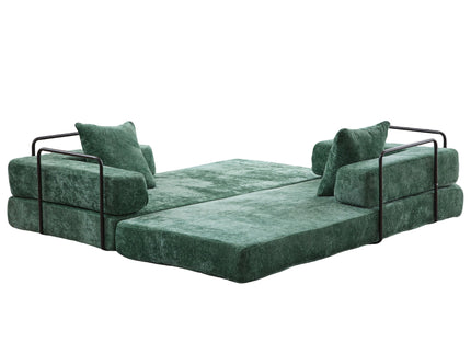 Convertible Floor Sofa Bed With Pillow Back Support Armrest