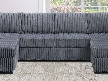 U-Shaped Sectional Set With Cushion Back Armless Chairs Right And Left Arm Chaise