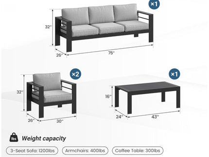 Outdoor Patio Set With All-Weather Thick Cushions