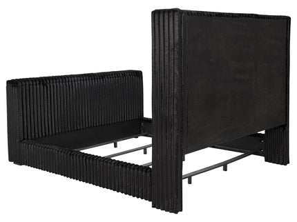 Lyman - Eastern King Wingback TV Bed With Integrated TV Lift And Power Strip - Black