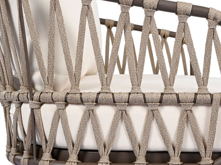 4 Piece Outdoor Patio Furniture Set, Metal Chairs With Woven Rope U Shaped Backrest
