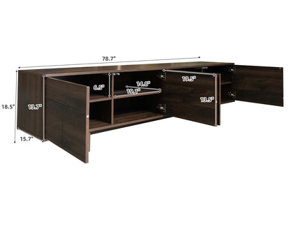 TV Stand For TVs Up To 85", Entertainment Center, Cable Management, Push Openers, Soft Closing Hinges & Adjustable Shelves - Dark Brown