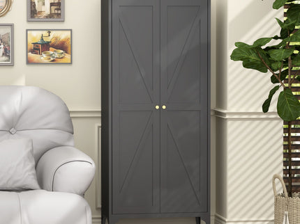 Adjustable 2 Door Kitchen Pantry Cabinet With Striped Design