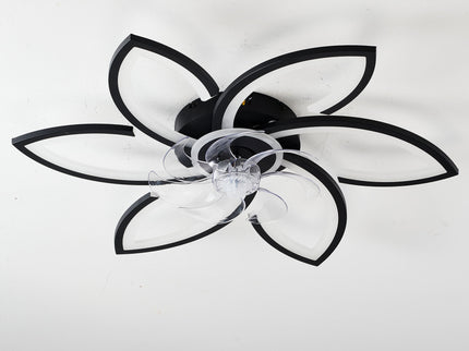 30" Flower 6 Speed Ceiling Fan With Remote Controlled LED Lights, Low Profile Flush Mount Fan