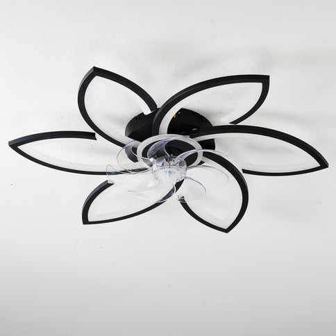 30" Flower 6 Speed Ceiling Fan With Remote Controlled LED Lights, Low Profile Flush Mount Fan