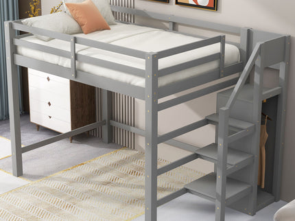 Loft Bed With Built In Storage Wardrobe And Staircase