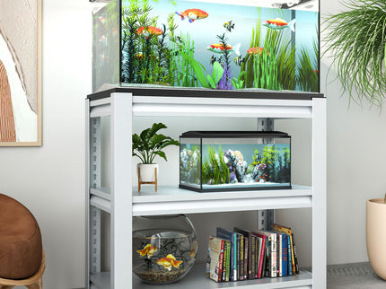 Stylish Metal rium Stand For 20 - 30 Gallon Tanks, 3 Tier Adjustable Shelf