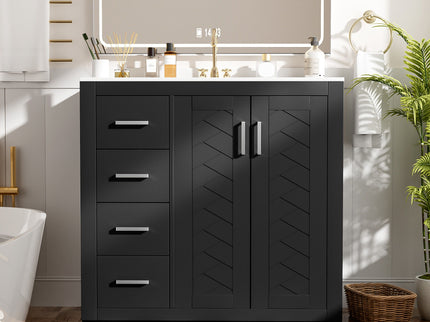 Bathroom Vanity With Sink Combo, Storage Cabinet, Freestanding Set With 3 Drawers & Soft Closing Doors