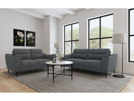 Oberle - 2 Piece Upholstered Sofa Set With Pocket Coil Seating - Charcoal