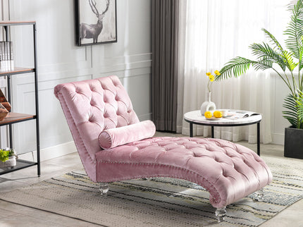 Chaise Lounge Indoor, Button Tufted Upholstered Chaise Lounge Chair With Pillow