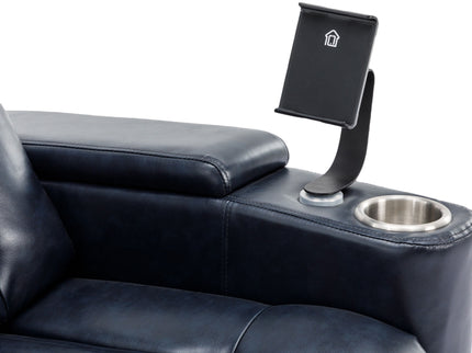 270° Power Swivel Recliner Home Theater Chair With Hidden Arm Storage, LED Light, Cup Holder, And Tray Table