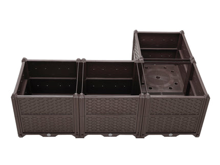 Indoor / Outdoor Rectangular Plastic Planting Box Kit For Vegetables, Herbs, Flowers & Succulents, Coffee, Polypropylene, 62.80" - Coffee
