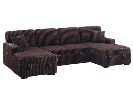 Convertible Sectional Upholstered Sleeper Sofa With Storage Chaise