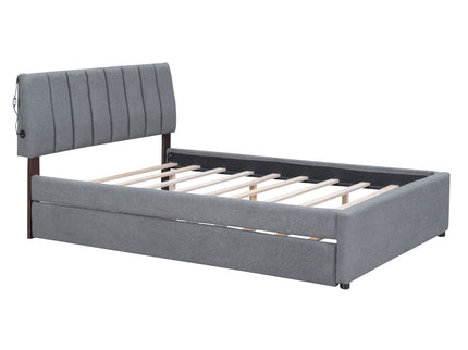 Upholstered Platform Bed With Trundle