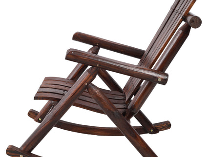 Durable Wooden Porch Rocker, Fir Log Rocking Chair