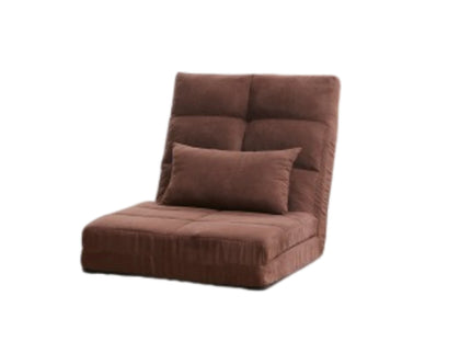 Modern Triple Fold Down Metal Frame Sofa Bed With 5 Reclining Positions And Pillow - Adjustable Upholstered Floor Couch For Gaming Or Guest Room - Brown