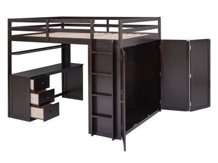Loft Bed With Drawers, Desk, And Wardrobe