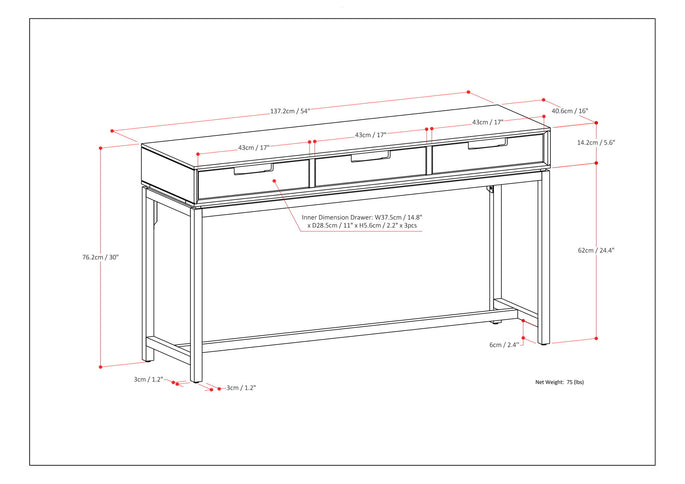 Banting - Wide Console Table - Walnut Brown