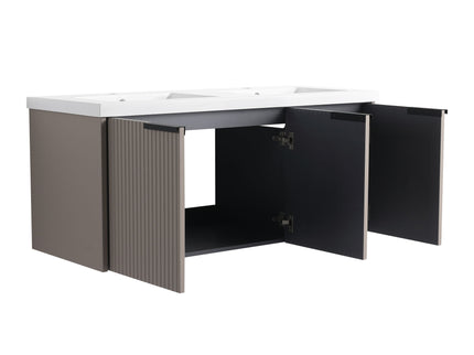 Contemporary Wall Mounted Bathroom Vanity With Resin Double Sink