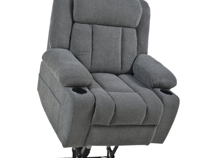 Power Lift Recliner Chair With Extended Footrest, Remote Control, Cup Holders, And Side Pockets