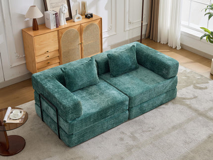 Convertible Floor Sofa Bed With Pillow Back Support Armrest
