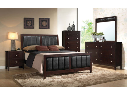California King Upholstered Panel Bed With Headboard And Footboard - Cappuccino