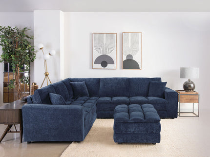 Azure - 6 Piece Upholstered Modular Sectional Sofa - Blue