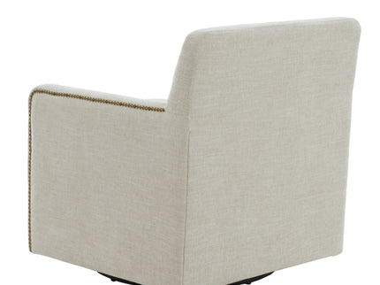Tolland - Swivel Accent Chair With Antique Brass Nailhead Trim - Beige