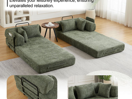 Convertible Sleeper Sofa Bed With Cylindrical Pillow