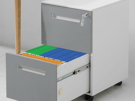 3 Drawer Mobile Locking File Cabinet, Rolling Filing Cabinet For Letter / A4 Size With 5 Wheels - Gray