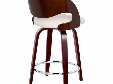 Pino - Mid Century Modern Fixed Height Barstool With Swivel With Round Footrest (Set of 2)